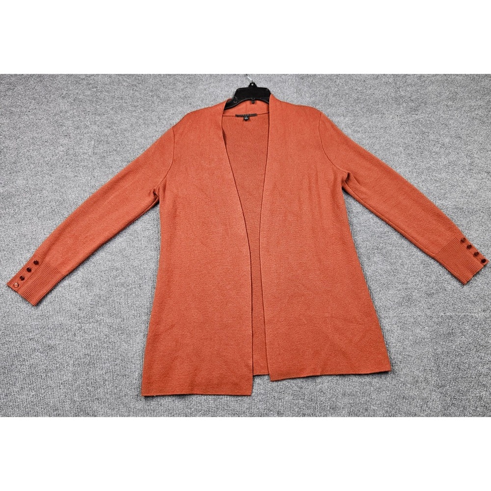 Cyrus Womens Open Front Cardigan Burnt Orange Rust Button Cuff Sweater Large